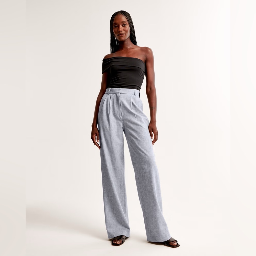 NWT ABERCROMBIE &‎ FITCH A&F Sloane Tailored Wide Leg Pant SZIE XXL grey pants